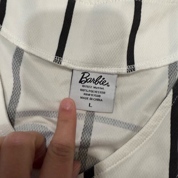 Barbie Mattel Baseball Jersey Black White Stripes 59 Size Large - Picture 4 of 4
